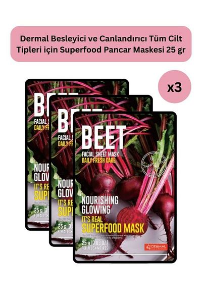 Dermal Superfood Beetroot Mask - Nourishing and Revitalizing, 25gr, Set of 3