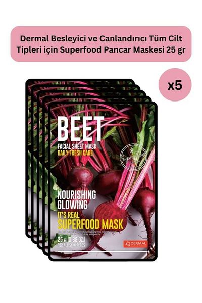 Dermal 5 Pieces Beetroot Face Mask I Nourishing and Revitalizing