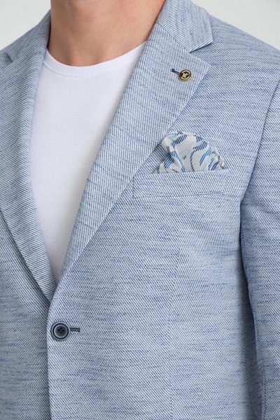Ted Davıd Light Blue Stripe Textured Slim Fit Jacket