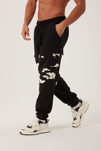 Polo State Ανδρικό ελαστικό χειμερινό καμουφλάζ Jogger Loose μαύρο αθλητικό παντελόνι