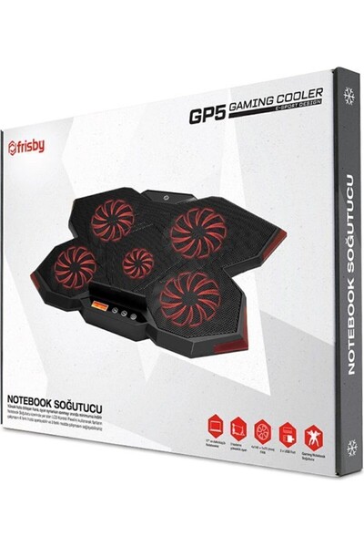 FRISBY Fnc-5255b Gp5 E-sport Design 5 Fanlı Ledli Lcd Kontrol Panelli 15-17" Pro Standlı Notebook Soğutucu