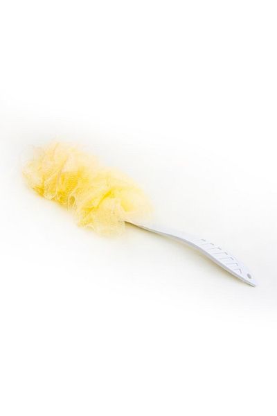 Dükkanönü Natural Pouch - Plastic Bath Back Scrub with Soft Brush, Long Detachable Handle