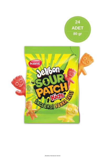Jelibon Sour Patch Kids Karışık Meyve Aromalı Şekerleme 80 gr - 24'lü Paket