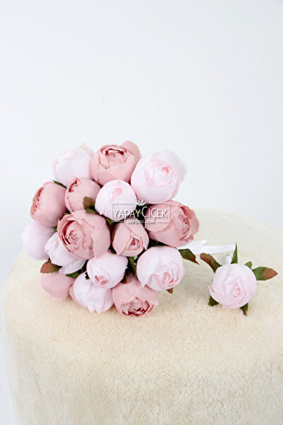 Yapay Çiçek Deposu Buchet de mireasa 17 buchete de bujori in pudra - Lila