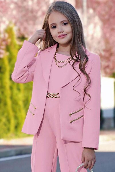 Riccotarz Κοριτσίστικο σακάκι και αλυσιδωτή φόρμα σε σκόνη με λεπτομέρειες