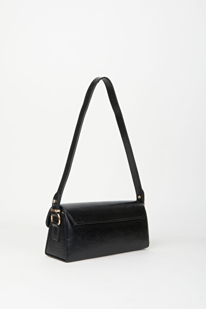 Vivaq Women's Ferret Black Textured Faux Leather Lined Snap Closure Handbag and Shoulder Bag