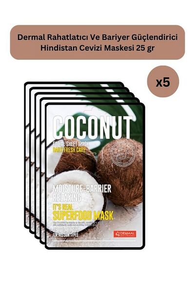 Dermal 5 Pieces Coconut Face Mask I Relaxing and Strengthening Barrier