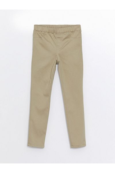 LC Waikiki Lcw Kids Beige Elastic Waist Slim Fit Girl's Trousers