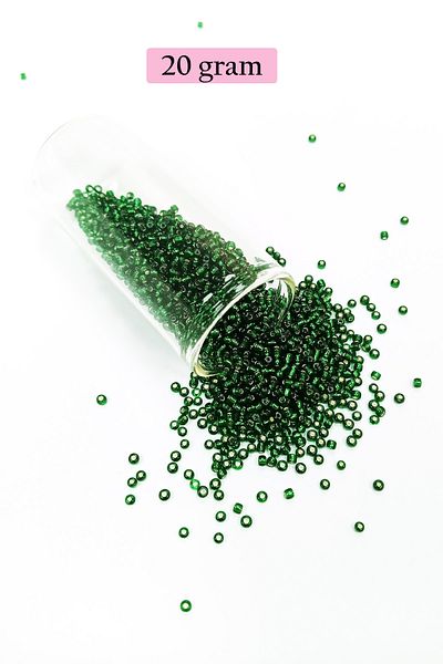 STUMBANNG Cast glass sand beads (11/0) 2 mm - 20 grams - transparent dark green - bnc002
