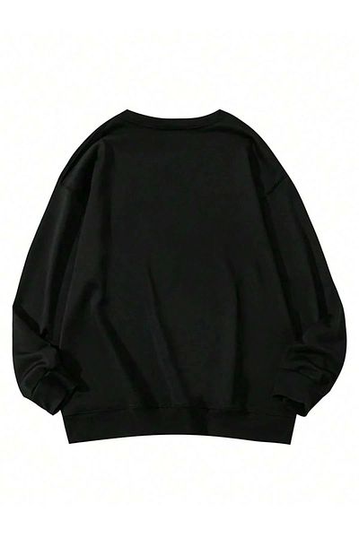 Violon Hello Kitty Don'T Smoke Printed Black Hoodless Oversize Sweatshirt