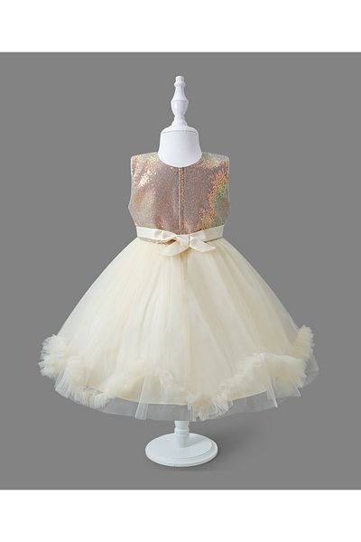 Mark & Mia Mark & Mia Bow Embellished and Sequin Embroidered Party Dress - Off White