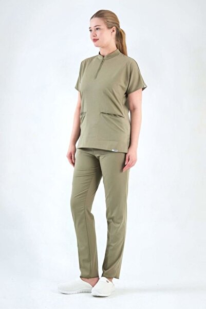 Owlet Medikal Lycra Green Zipper Detailed Surgical Suit