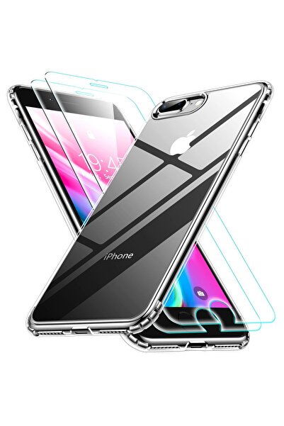 Etiget İphone 7 Plus / 8 Plus Şeffaf Silikon Kılıf Cam Ekran Koruyucu Seti (1...