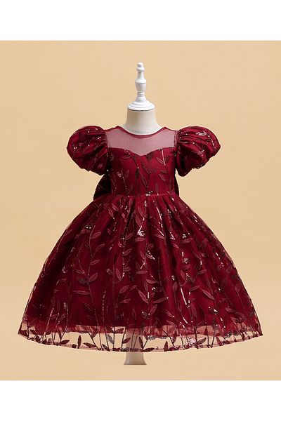 Mark & Mia Mark & Mia Bow Embroidery Detailing Party Dress - Maroon