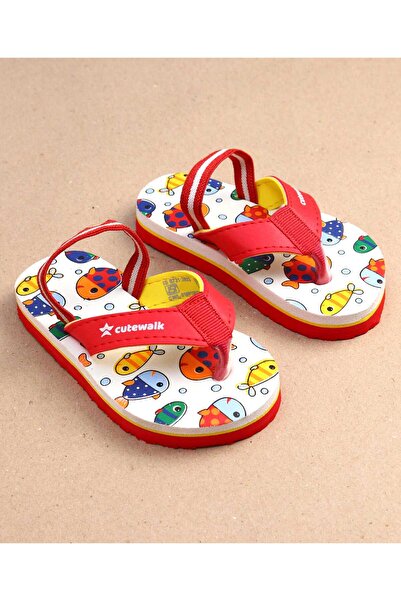 Cute Walk by Babyhug Cute Walk by Babyhug Fish Print Flip Flops With Back Strap Closure - White