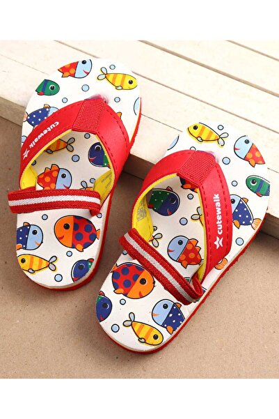 Cute Walk by Babyhug Cute Walk by Babyhug Fish Print Flip Flops With Back Strap Closure - White