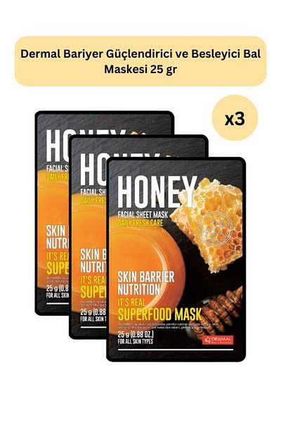 Dermal 25gr Set of 3 - Superfood Honey Mask for All Skin Types Barrier Strengthening and Nourishing