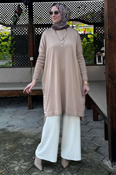 Rabia Şamlı Μπεζ πλεκτό τούνικ Sevda