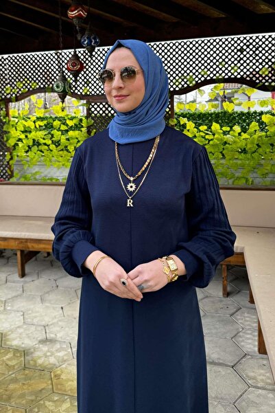 Rabia Şamlı Πλεκτό φόρεμα σε μπλε ναυτικό χρώμα Ecem