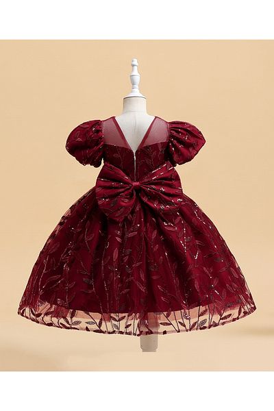 Mark & Mia Mark & Mia Bow Embroidery Detailing Party Dress - Maroon