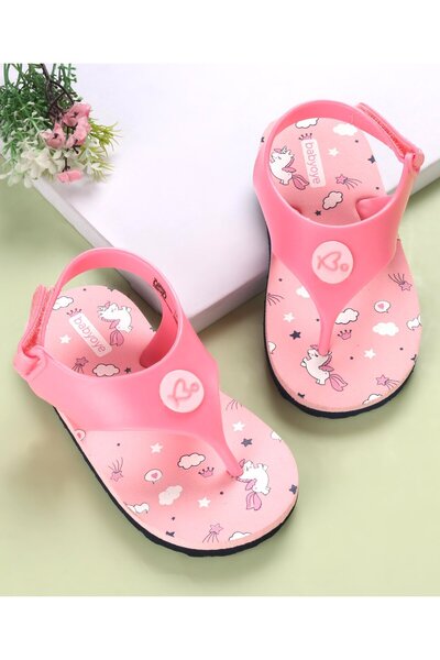 Babyoye شبشب بيبيوي بطبعة يونيكورن مع إغلاق فيلكرو - وردي