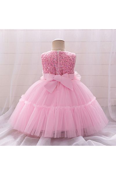 Mark & Mia Mark & Mia Sequin Embroidered Tulle and Bow Detailing Party Dress - Pink