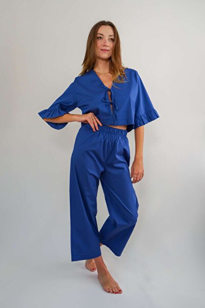 Jalapa طقم بيجامة فيولا باللون الأزرق الداكن