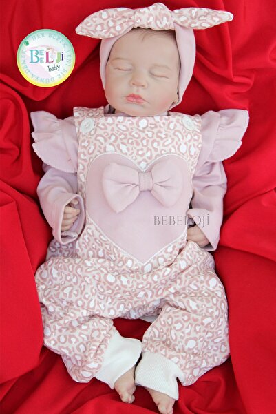 Bebeloji Baby Lissa Fırfırlı Kız Bebek Tulum Salopet Body Bandana Set  (Bebek...