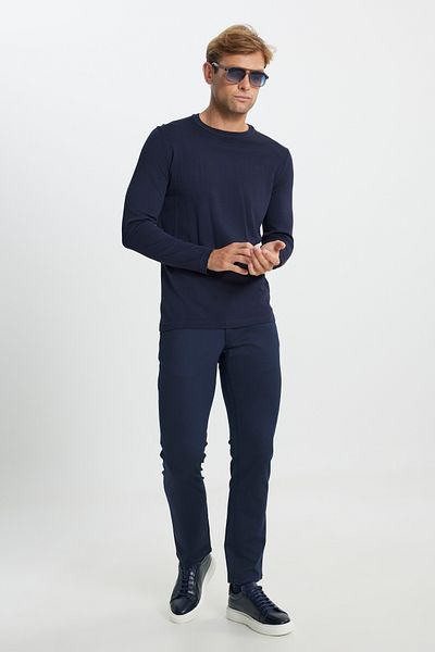 ALTINYILDIZ CLASSICS Men's Navy Blue Standard Fit Regular Cut Crew Neck Knitwear Basic Sweater