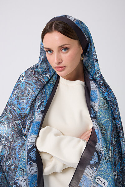 OKAY SCARFS ETNİK DESEN BLUE LILLY ŞAL