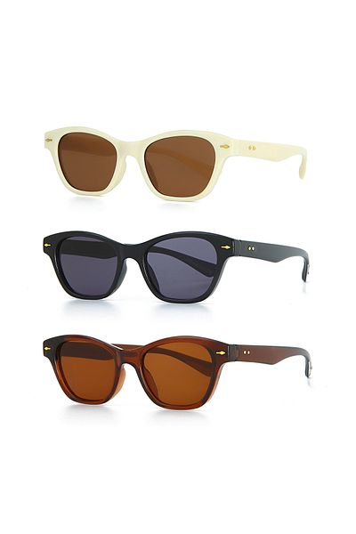 Nilu Moda مجموعة نظارات شمسية للجنسين من Cat Eye مكونة من 3 قطع