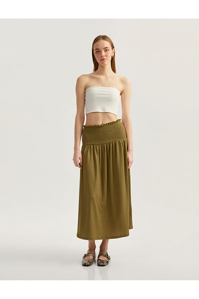 Koton High Waist Gimped Wrap Midi Skirt Wrap