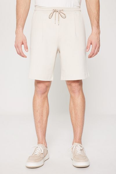 ALTINYILDIZ CLASSICS Ανδρικό μπεζ Slim Fit Slim Fit Βαμβακερό πλεκτό σορτς με πλαϊνές τσέπες