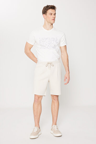 ALTINYILDIZ CLASSICS Erkek Bej Slim Fit Dar Kesim Pamuklu Yan Cepli Örme Şort