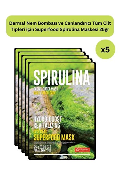 Dermal 5 Pieces Superfood Spirulina Face Mask Moisturizing and Revitalizing S...