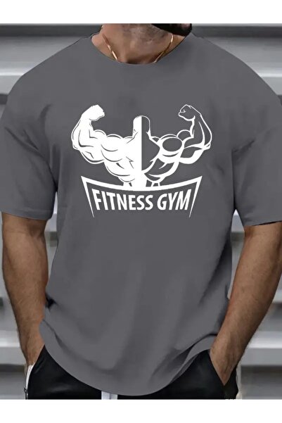 DAXİS Sportwear Company Ανδρικό μπλουζάκι με στάμπα GYM με λαιμόκοψη