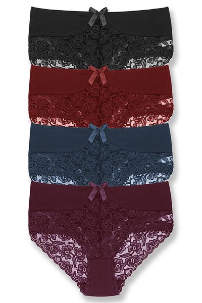 Zena Γυναικείο εσώρουχο 4 τμχ Lace High Waist Plus Size