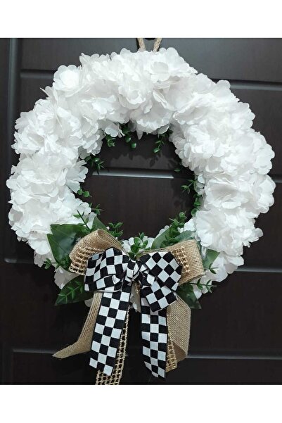 TASARİMECRN Ornament pentru ușă, coroană de flori albe pentru ușă, decorațiun...