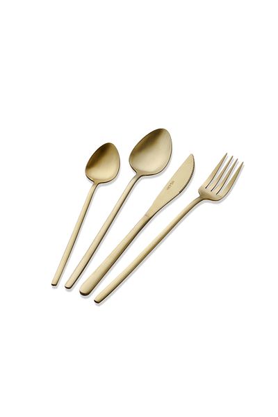 The Mia Matte Gold Giallo Fork - Spoon Knife Set 24 Pieces