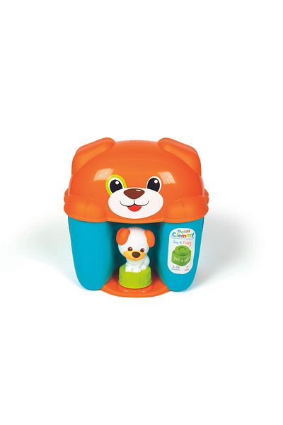 CLEMENTONI Soft Clemmy- Dog Bucket With Blocks Toy(7 PCS)- For Kids 6 Months+ Years Old