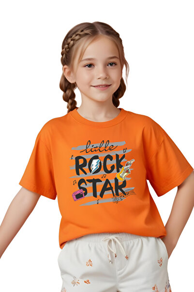 panios kids Little Rock Printed Girls' Short Sleeve T-Shirt