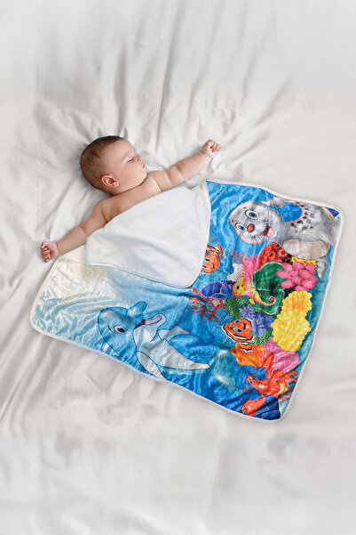 irkkids Bebek & Çocuk Soft Deniz Hayvanları Desenli Plaj Havlusu Pamuklu Yumu...