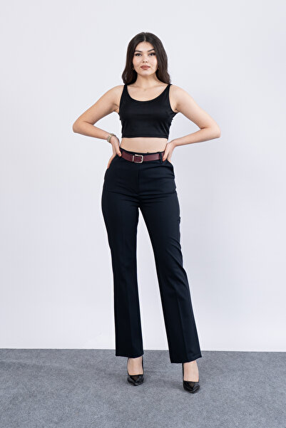 MissVina Pantaloni Smart cu curea în talie 3989