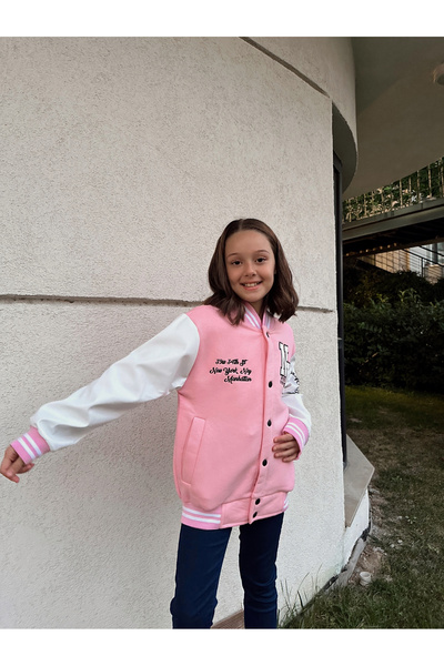 Genel Markalar New York Ny Nakışlı Nefti Ekru Unisex Bomber Ceket