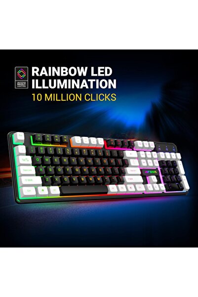 Ant Esports لوحة مفاتيح ألعاب MK1400 Pro بإضاءة خلفية مع أغطية مفاتيح مزدوجة الحقن ومقاومة للانسكاب وسلكية عبر USB