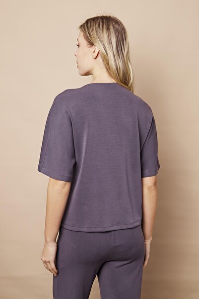 Jument Γυναικεία ζακέτα υψηλής ποιότητας από ύφασμα Modal με λαιμόκοψη σε σχήμα V με κουμπιά, ελαφριά ελαστική ζακέτα-ανθρακί