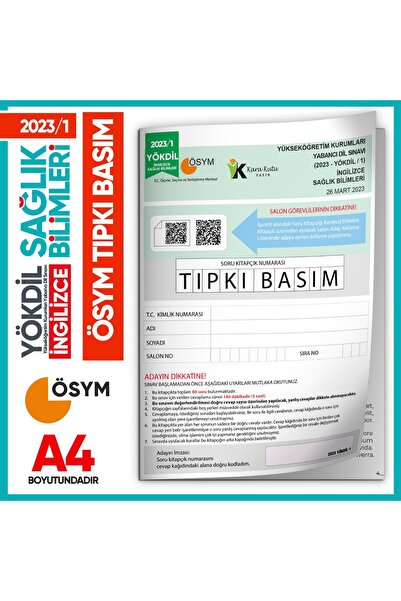 Karakutu Yayınları 2023/1 YÖKDİL İngilizce SAĞLIK BİLİMLERİ ÖSYM Çıkmış Soru ...