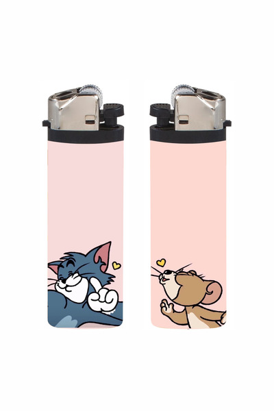 SARANG Çakmak 2 Adet Kiss Tom and Jerry Çiftlere,  Arkadaşlara Özel Baskılı Ç...