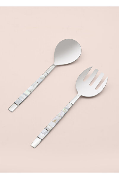 The Mia Pearl Salad Serving Set White 2 Pieces