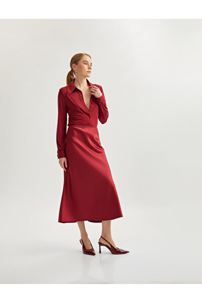 Koton Fusta din satin cu lungime midi cu talie standard